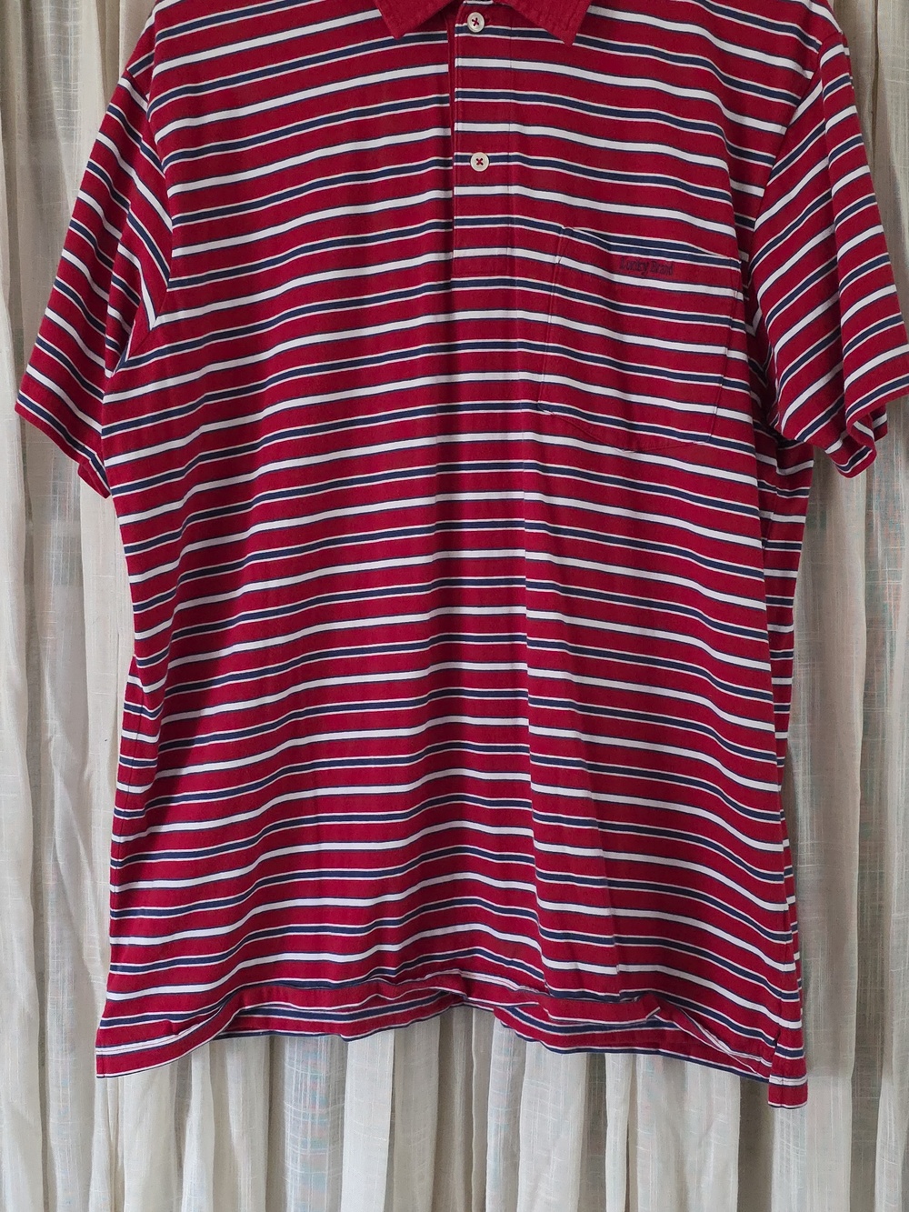 Lucky Brand Red and White Striped Polo